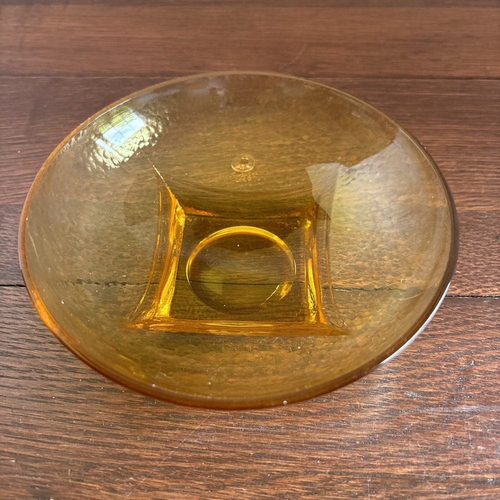 Vintage Hazel Atlas Glass Capriโ Colony Amber Glass Salad Bowl Square Bottom MCM